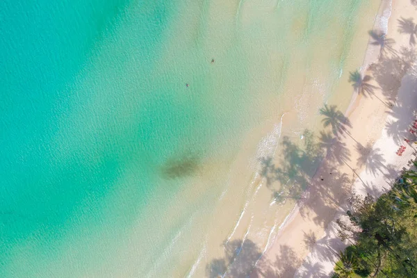 Aerial View Azure Sea Water White Sand Beach Coconut Shadow — Stock Photo, Image
