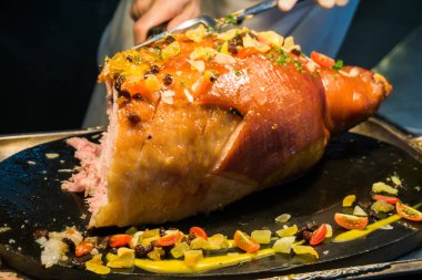 Braised Pork Hock Leg with Gourmet Vegeatable Restaurant food