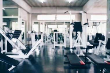 Abstract blurred empty fitness sport gym indoor fitness room