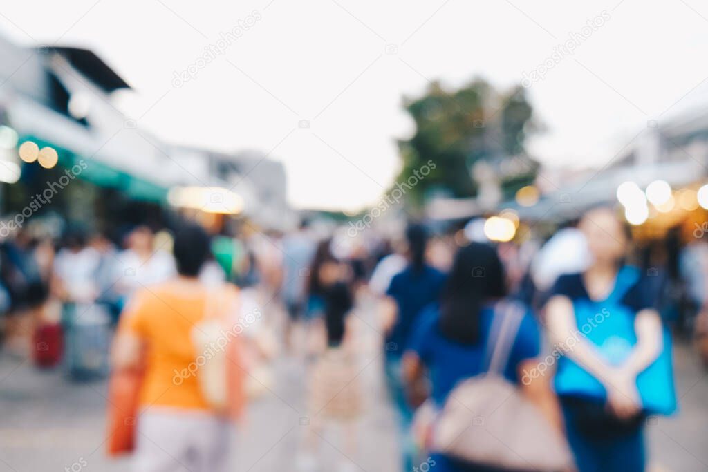 Abstract blurred people shopping in Chatuchak market Bangkok Thaiand