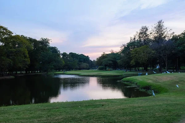 Doğa manzarası parktaki renkli gökyüzü bulutu, Alacakaranlık günbatımı