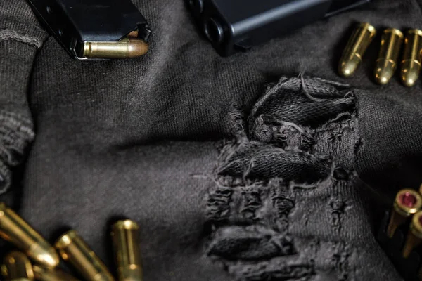 Пуля Цельнометаллической Куртки Старинной Концепции Самообороны Тканей — стоковое фото