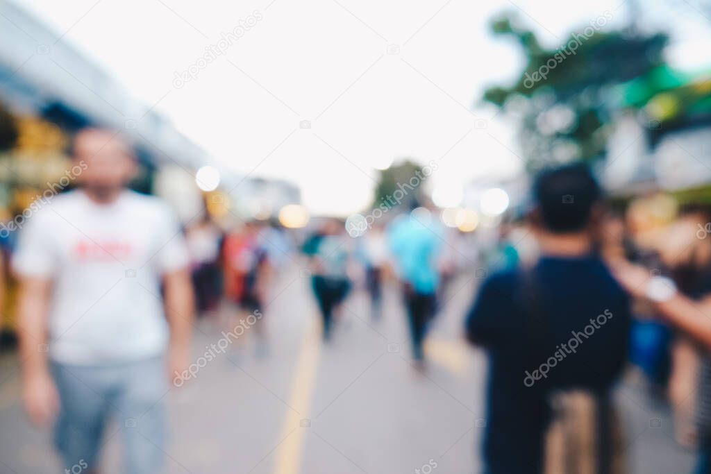 Abstract blurred people shopping in Chatuchak market Bangkok Thaiand