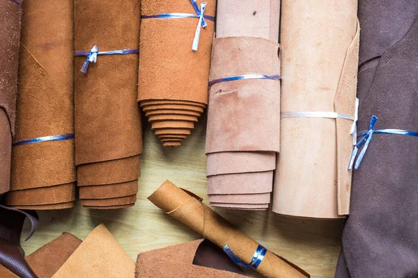 Genuine Fold Leather Crafts Shop Craftmanship Working Store — Foto de Stock