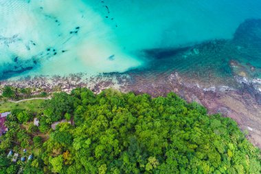Egzotik deniz dalgası kumsal mavisi deniz suyu havadan görünüşü yaz tatili Tayland