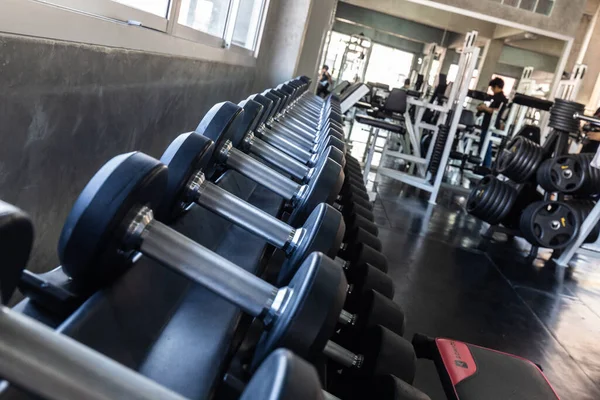 Dumbbell Row Shelf Sport Gym Fitness Equipment —  Fotos de Stock