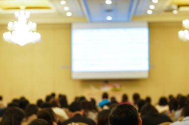 Soyut, kapalı alan insanları semineri otel toplantı odasında bulanıklaştı.
