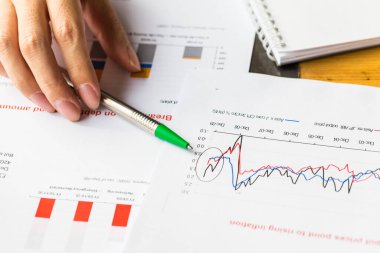 Kağıt raporunda büyüyen pazar grafiği, iş planı tartışması