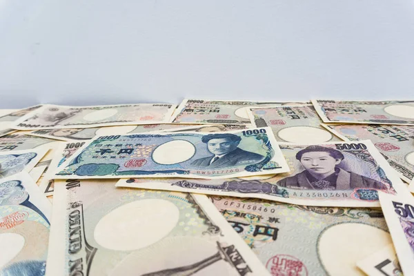 Moeda Japonesa 1000 5000 Valor Yen Fundo Negócios — Fotografia de Stock