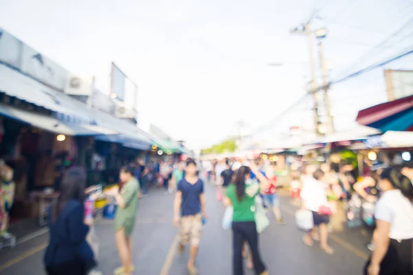 Blurred Crowd Anonymous People Walking Outdoor Street Market Shopping — Stock Photo, Image