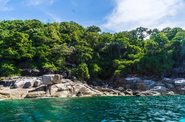 Belle Île Exotique Avec Arbre Vert Bleu Mer Andaman Lipe — Photo