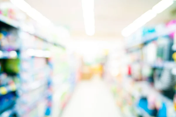 Comida Borrada Supermercado Corredor Prateleira Com Fundo Negócio Bokeh — Fotografia de Stock