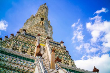 The pagoda of Arun Temple colorful historical porcelain Pagoda of Wat Arun Temple of Dawn, Bangkok, Thailand