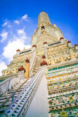 The pagoda of Arun Temple colorful historical porcelain Pagoda of Wat Arun Temple of Dawn, Bangkok, Thailand