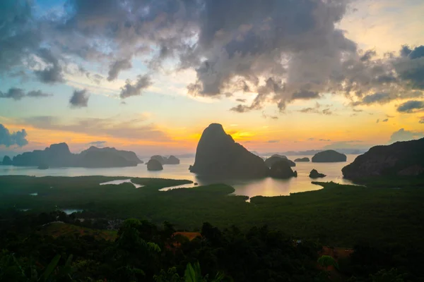 Mountain Sunrise Mangrove Forest Sea Bay Sky Cloud Sightseeing Travel — Stok fotoğraf