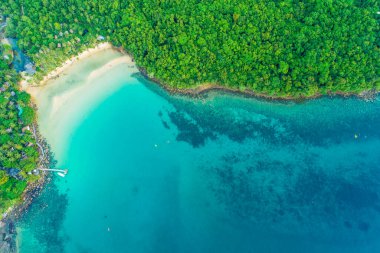 Aerial view sea beach turquoise water nature landscape summer vacation background