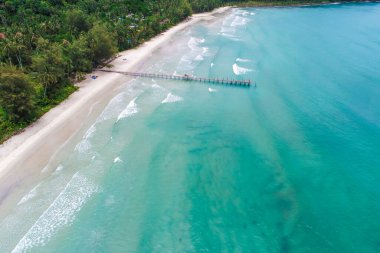 White sand beach sea wave turquoise water nature scenery aerial view