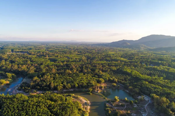 Aerial View Green Tropical Rain Forest Sunny Day Nature Landscape — Stock Photo, Image