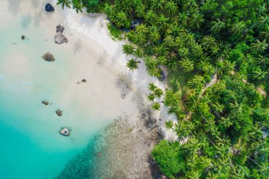 Aerial view sea beach turquoise water nature landscape summer vacation background