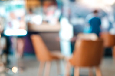 Abstract blurred indoor coffe shop in supermarket vintage blurred cafe background