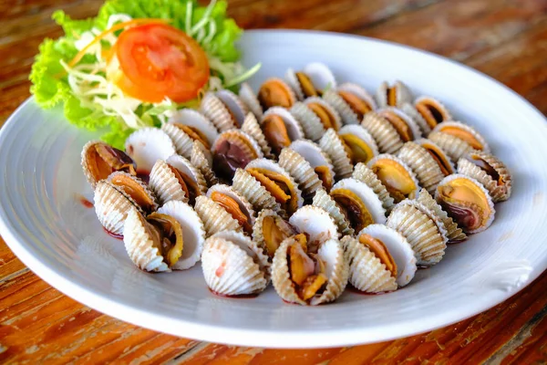 Boiled Ark Shell Seafood Serve Thailand Restaurant Close — Foto de Stock