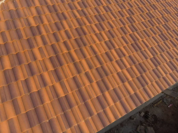 Orange Brown New House Roof Texture Rural Village Real Estate — Fotografia de Stock