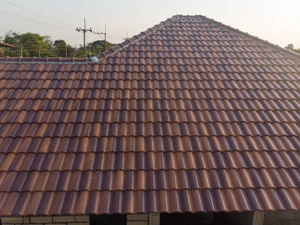 Orange Brown New House Roof Texture Rural Village Real Estate — Stok fotoğraf
