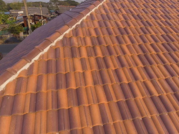 Orange Brown New House Roof Texture Rural Village Real Estate — Fotografia de Stock