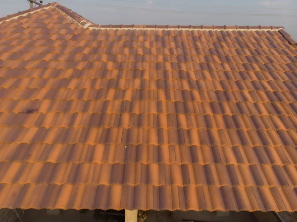 Orange Brown New House Roof Texture Rural Village Real Estate — Fotografia de Stock