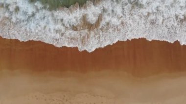 Aerial view sea wave beach with white sand summer vacation background 