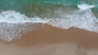 Aerial view sea wave beach with white sand summer vacation background 