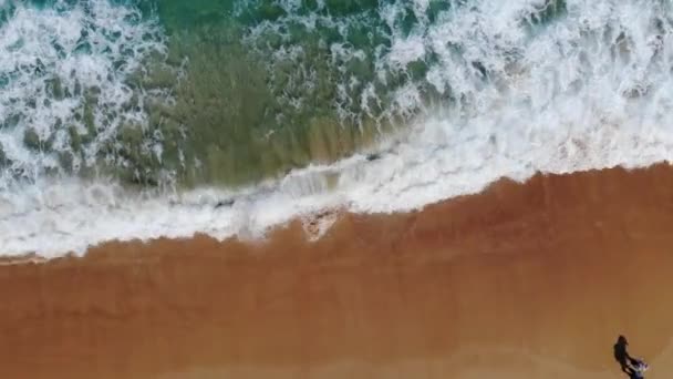 Aerial View Sea Wave Beach White Sand Summer Vacation Background — 图库视频影像