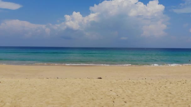 Aerial View Sea Wave Beach White Sand Summer Vacation Background — Vídeos de Stock