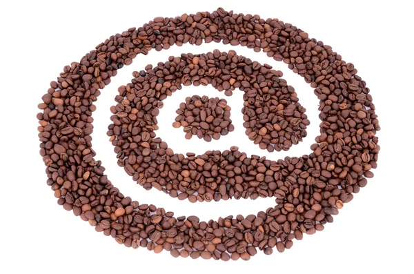 Un symbole de chien fabriqué à partir de grains de café — Photo