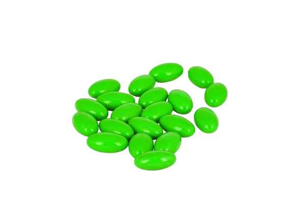 Bunch of green pills close-up — Stock Photo, Image