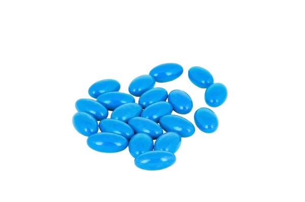 Bunch of blue pills close-up — Stock Photo, Image