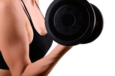 atletik kadın için pazı dumbbells ile yapıyor