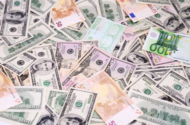 dolar ve euro fatura full frame üzerinde