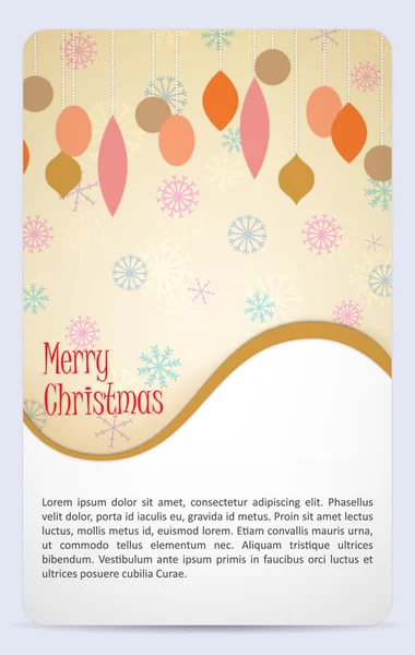 Plantilla de tarjeta de Navidad con copos de nieve y decoración de Navidad — Vector de stock