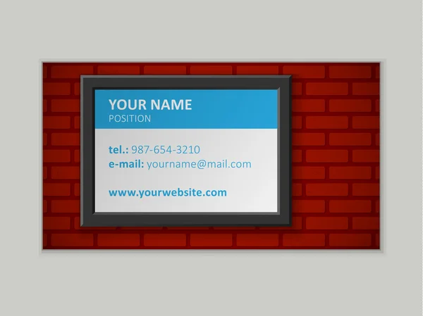 Business card vector template with red bricks background — Stock Vector