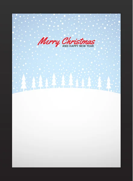 Christmas greeting card template with Christmas tree, snowflakes, stars and place for your text — Stock Vector