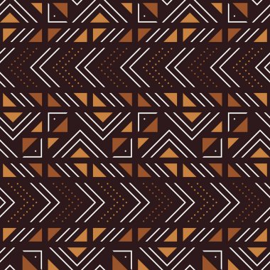 Afrika baskı kumaşı. Vektör Kusursuz Kabile Düzeni. Geleneksel Etnik El Çizim Süslemesi Tasarım Kumaşınız, Halı, Halı, Pareo, Paket