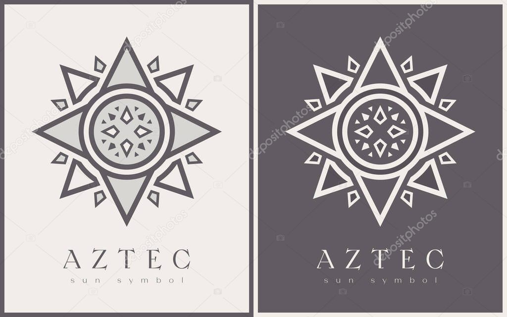 Aztec Tribal Vector Elements. Ethnic Shapes Symbols Design for Logo, Cards, or Tattoo