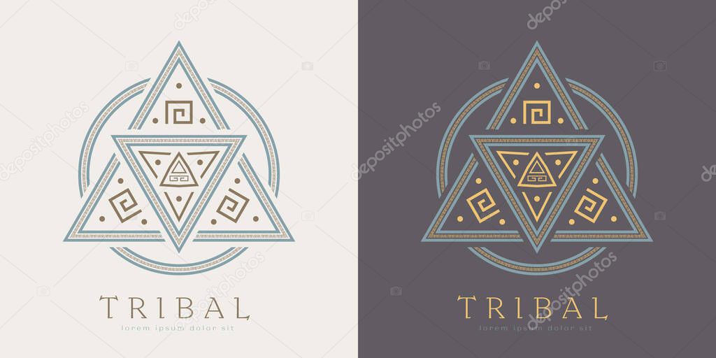 Tribal Vector Elements. Ethnic Shapes Symbols Design for Logo, Cards, or Tattoo