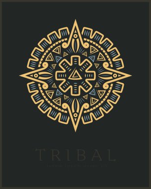 Aztek Kabilesi Vektör Elementleri. Logo, Kart veya Dövme için Etnik Şekiller Sembolleri Tasarımı