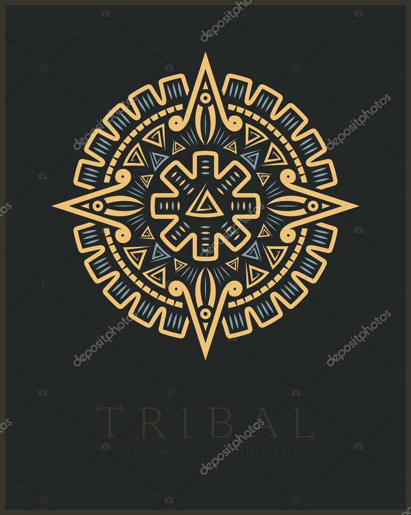 Aztec Tribal Vector Elements. Ethnic Shapes Symbols Design for Logo, Cards, or Tattoo