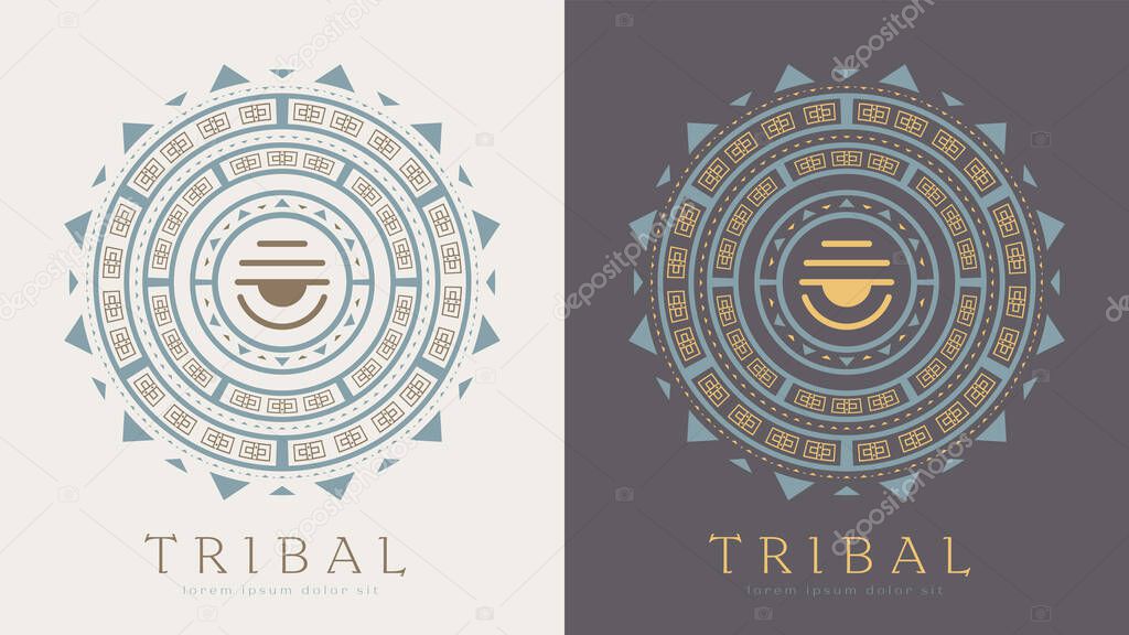 Aztec Tribal Vector Elements. Ethnic Shapes Symbols Design for Logo, Cards, or Tattoo