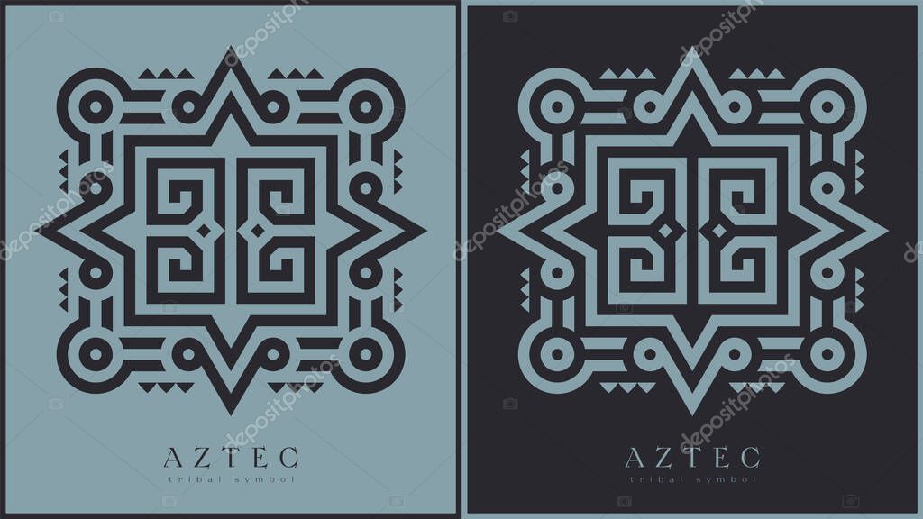 Aztec Tribal Vector Elements. Ethnic Shapes Symbols Design for Logo, Cards, or Tattoo