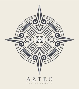 Aztek Kabilesi Vektör Elementleri. Logo, Kart veya Dövme için Etnik Şekiller Sembolleri Tasarımı