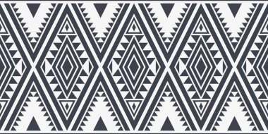 Kusursuz kabile düzeni. Tek renkli Etnik Geometrik Vektör Arkaplanı. Aztek, Maya veya İnka Tarzı